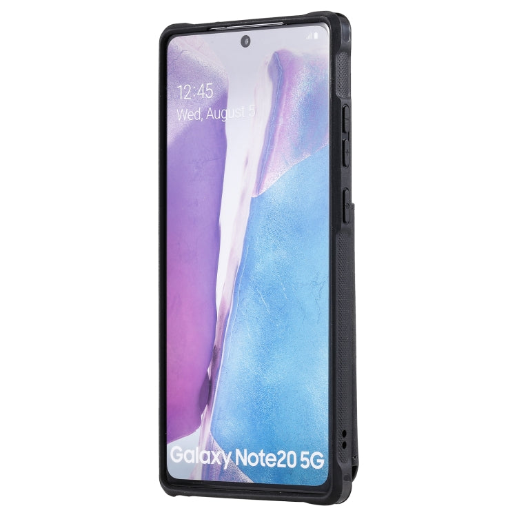 For Samsung Galaxy Note20 Shockproof Protective Case with Mirror & Card Slot & Short Lanyard