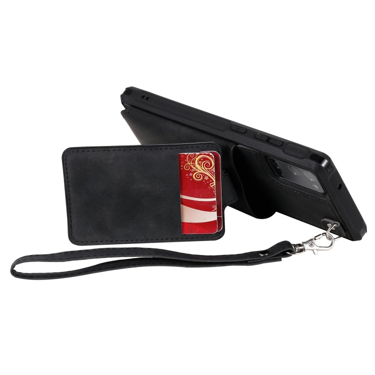 For Samsung Galaxy Note20 Shockproof Protective Case with Mirror & Card Slot & Short Lanyard