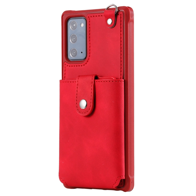 For Samsung Galaxy Note20 Shockproof Protective Case with Mirror & Card Slot & Short Lanyard