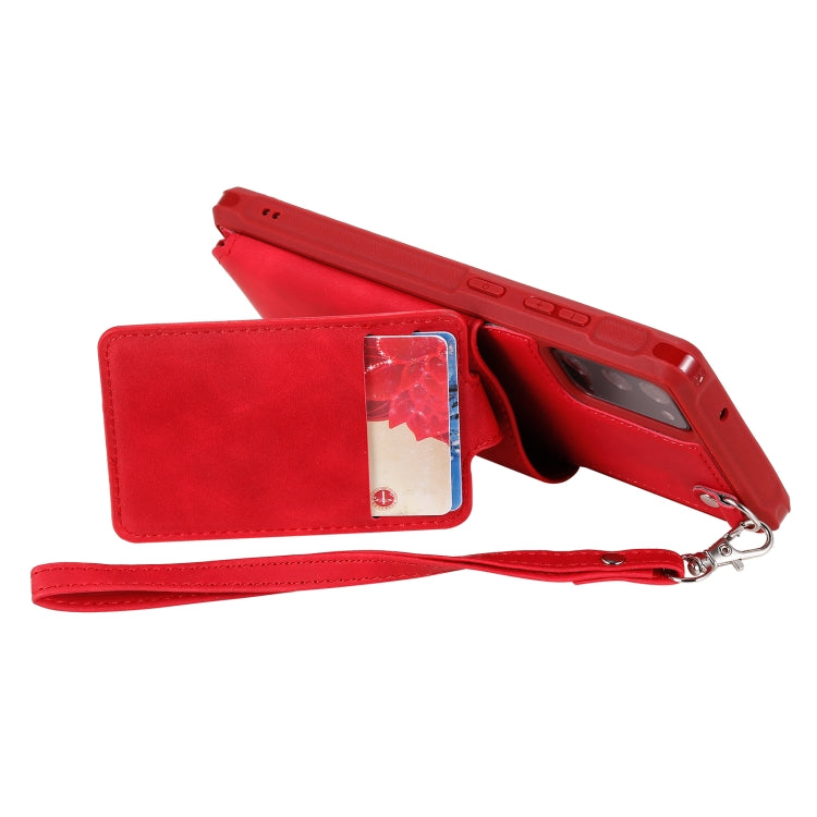 For Samsung Galaxy Note20 Shockproof Protective Case with Mirror & Card Slot & Short Lanyard