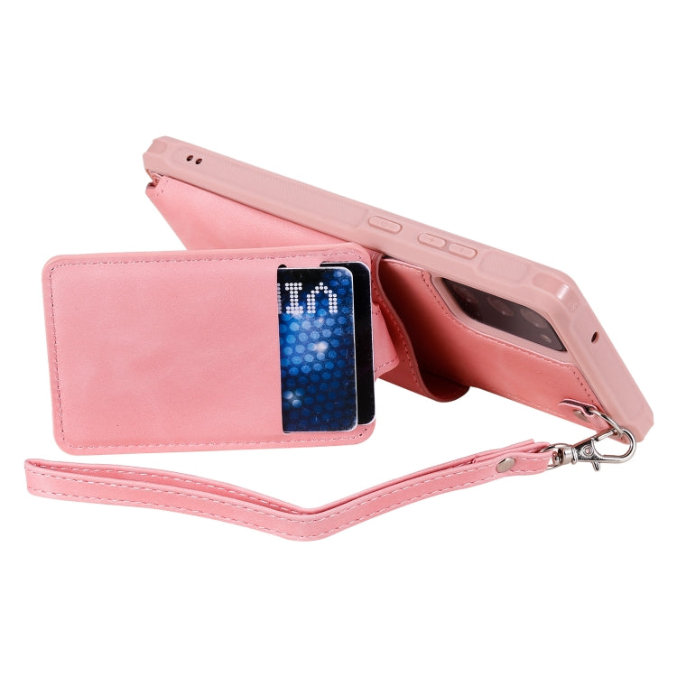 For Samsung Galaxy Note20 Shockproof Protective Case with Mirror & Card Slot & Short Lanyard