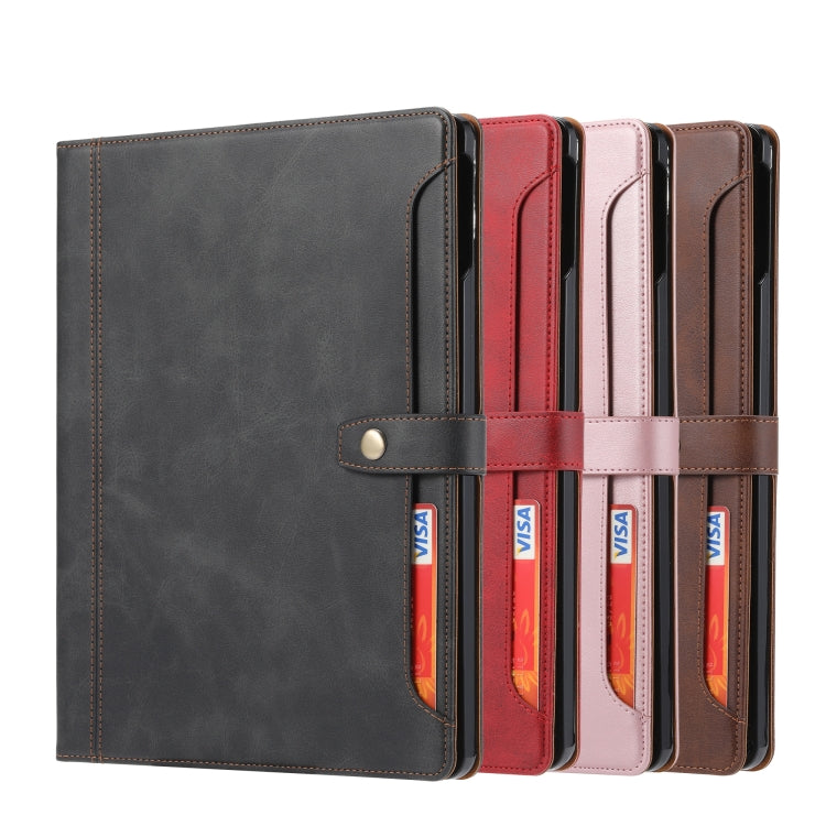 For iPad 10.2 Calf Texture Double Fold Clasp Horizontal Flip Leather Case with Photo Frame & Holder & Card Slots & Wallet