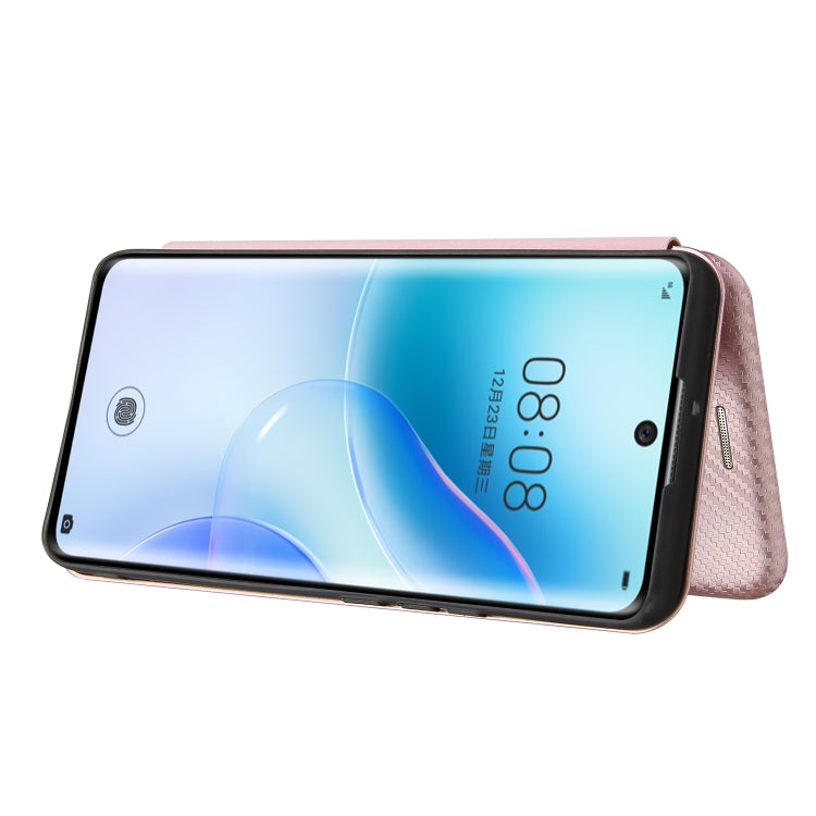 For Huawei nova 8 5G Carbon Fiber Texture Horizontal Flip TPU + PC + PU Leather Case with Card Slot