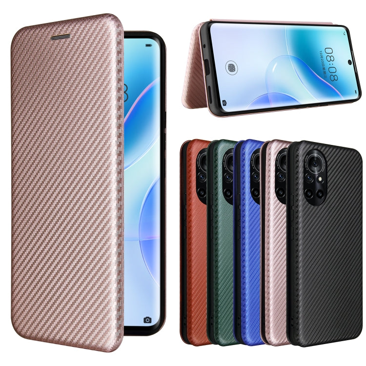 For Huawei nova 8 5G Carbon Fiber Texture Horizontal Flip TPU + PC + PU Leather Case with Card Slot