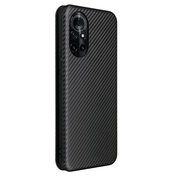 For Huawei nova 8 5G Carbon Fiber Texture Horizontal Flip TPU + PC + PU Leather Case with Card Slot