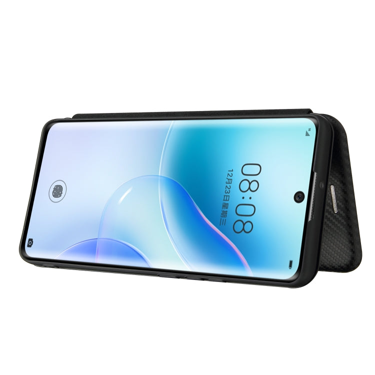 For Huawei nova 8 5G Carbon Fiber Texture Horizontal Flip TPU + PC + PU Leather Case with Card Slot