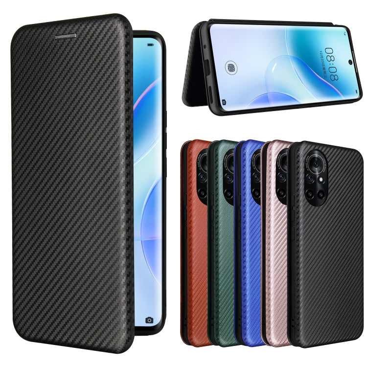 For Huawei nova 8 5G Carbon Fiber Texture Horizontal Flip TPU + PC + PU Leather Case with Card Slot