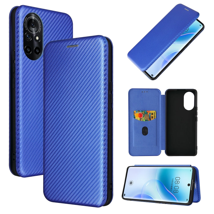 For Huawei nova 8 5G Carbon Fiber Texture Horizontal Flip TPU + PC + PU Leather Case with Card Slot