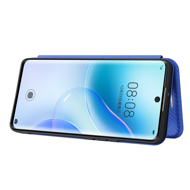 For Huawei nova 8 5G Carbon Fiber Texture Horizontal Flip TPU + PC + PU Leather Case with Card Slot