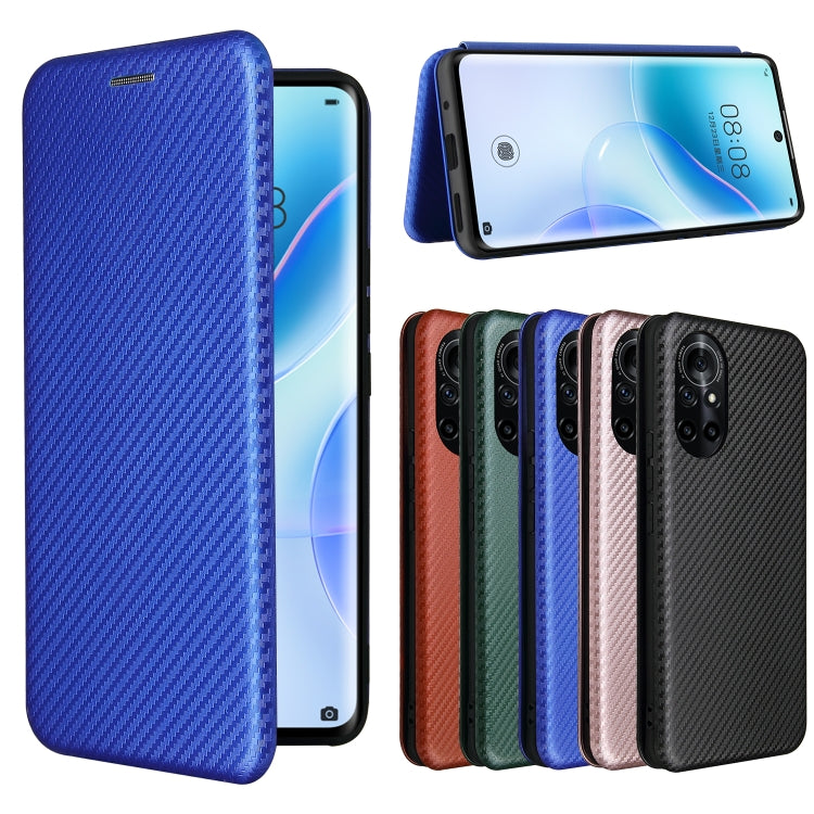 For Huawei nova 8 5G Carbon Fiber Texture Horizontal Flip TPU + PC + PU Leather Case with Card Slot
