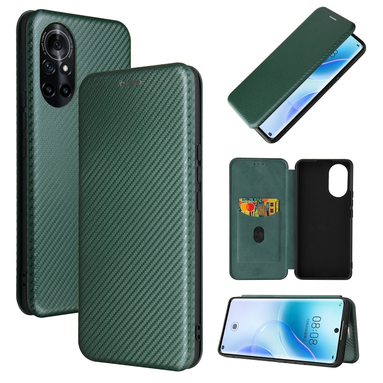 For Huawei nova 8 5G Carbon Fiber Texture Horizontal Flip TPU + PC + PU Leather Case with Card Slot