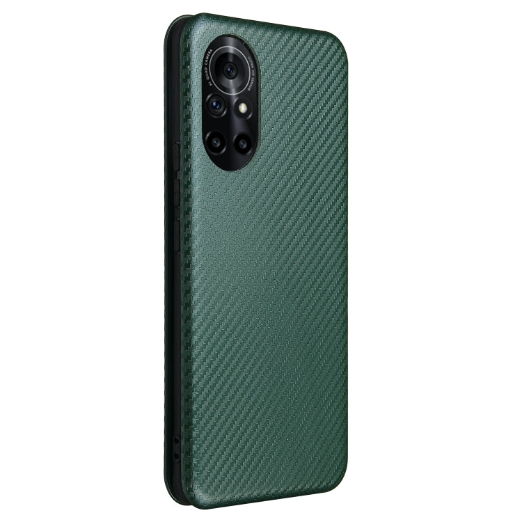 For Huawei nova 8 5G Carbon Fiber Texture Horizontal Flip TPU + PC + PU Leather Case with Card Slot