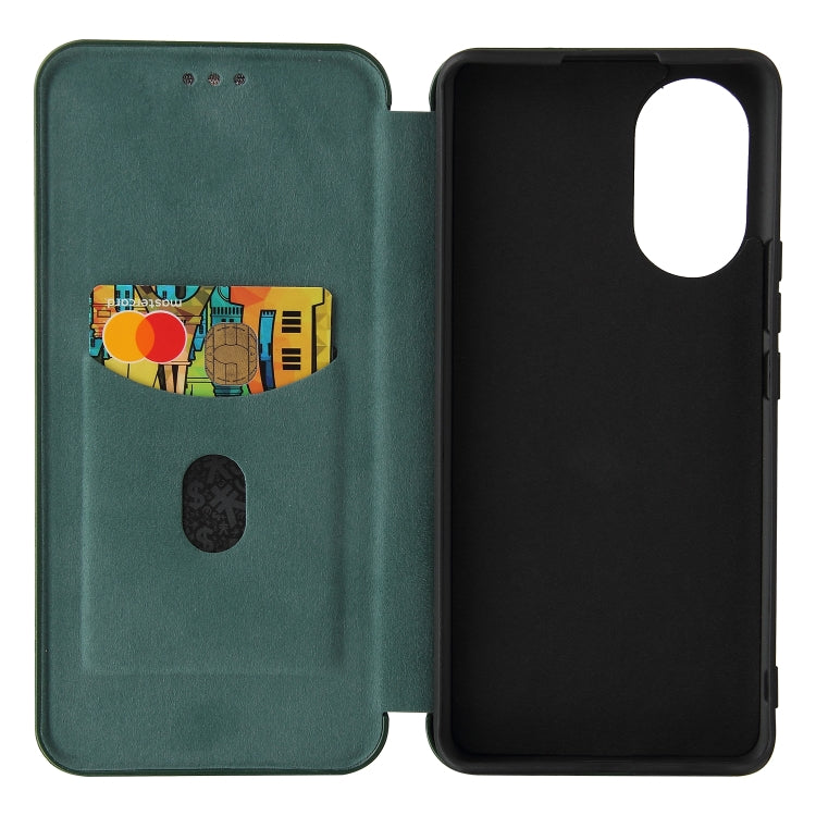 For Huawei nova 8 5G Carbon Fiber Texture Horizontal Flip TPU + PC + PU Leather Case with Card Slot