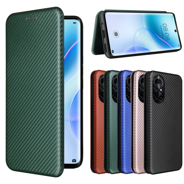 For Huawei nova 8 5G Carbon Fiber Texture Horizontal Flip TPU + PC + PU Leather Case with Card Slot
