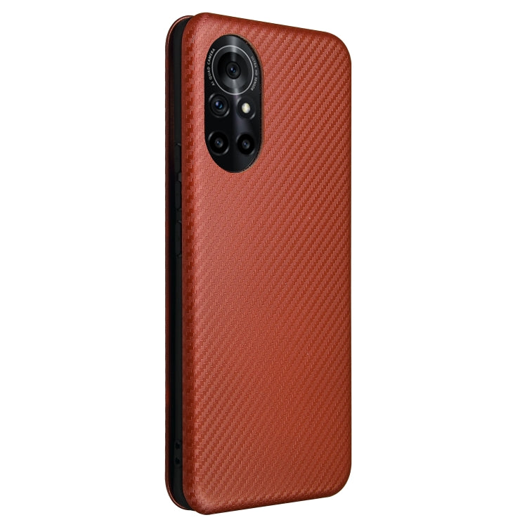 For Huawei nova 8 5G Carbon Fiber Texture Horizontal Flip TPU + PC + PU Leather Case with Card Slot