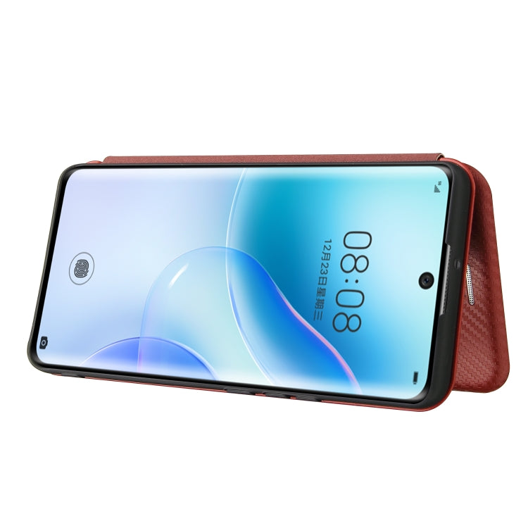 For Huawei nova 8 5G Carbon Fiber Texture Horizontal Flip TPU + PC + PU Leather Case with Card Slot
