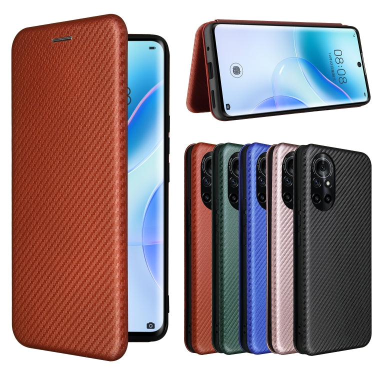 For Huawei nova 8 5G Carbon Fiber Texture Horizontal Flip TPU + PC + PU Leather Case with Card Slot