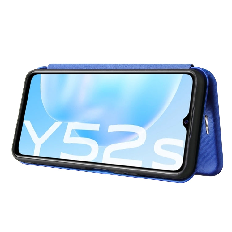 For vivo Y52s 5G / iQOO U3 Carbon Fiber Texture Horizontal Flip TPU + PC + PU Leather Case with Card Slot