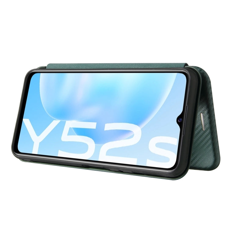 For vivo Y52s 5G / iQOO U3 Carbon Fiber Texture Horizontal Flip TPU + PC + PU Leather Case with Card Slot