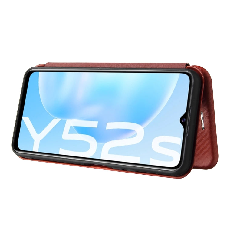 For vivo Y52s 5G / iQOO U3 Carbon Fiber Texture Horizontal Flip TPU + PC + PU Leather Case with Card Slot