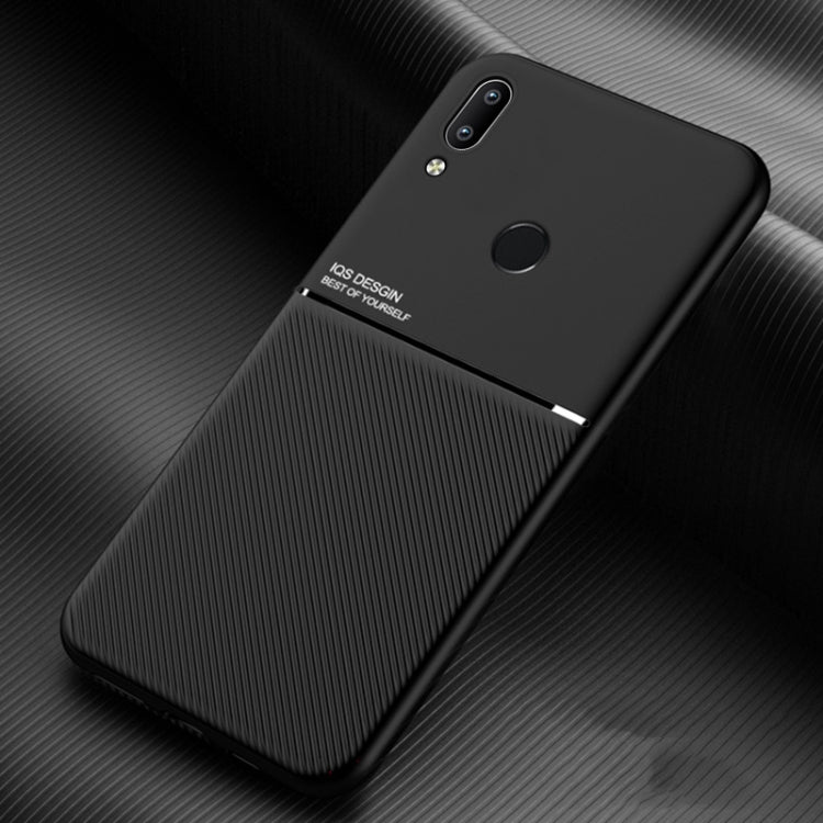 For Huawei Enjoy 9 Plus Classic Tilt Strip Grain Magnetic Shockproof PC + TPU Case