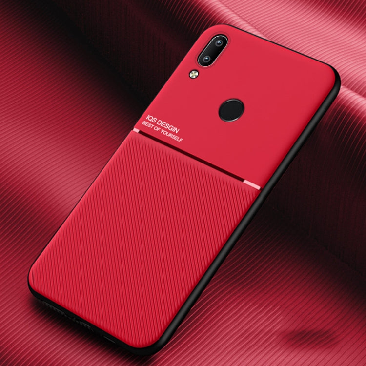 For Huawei Enjoy 9 Plus Classic Tilt Strip Grain Magnetic Shockproof PC + TPU Case