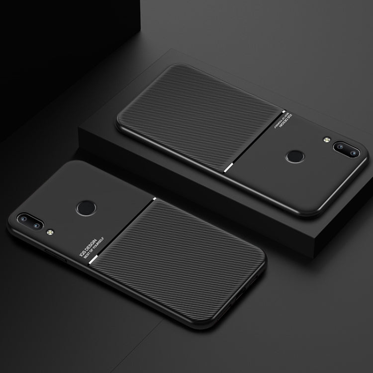 For Huawei Enjoy 9 Plus Classic Tilt Strip Grain Magnetic Shockproof PC + TPU Case