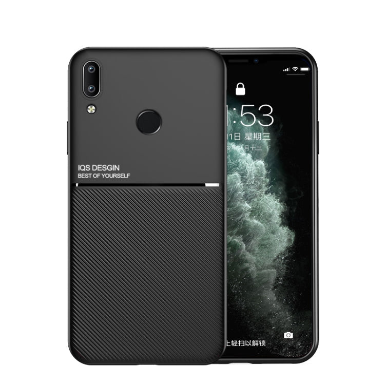 For Huawei Enjoy 9 Classic Tilt Strip Grain Magnetic Shockproof PC + TPU Case