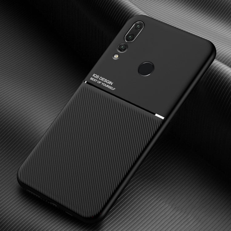 For Huawei Enjoy 9s Classic Tilt Strip Grain Magnetic Shockproof PC + TPU Case