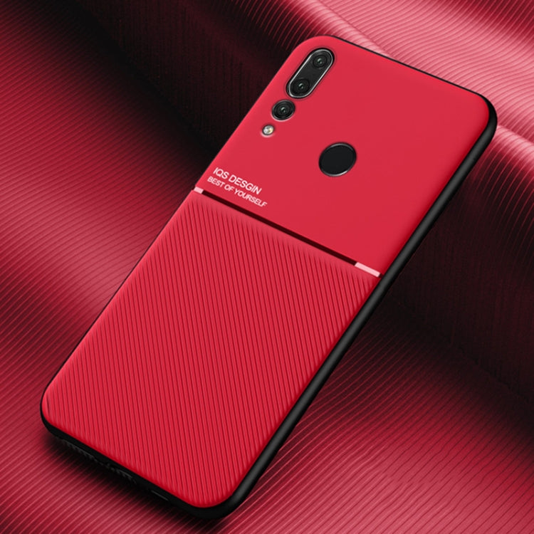 For Huawei Enjoy 9s Classic Tilt Strip Grain Magnetic Shockproof PC + TPU Case