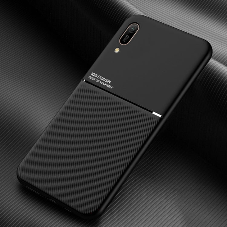 For Huawei Enjoy 9e Classic Tilt Strip Grain Magnetic Shockproof PC + TPU Case