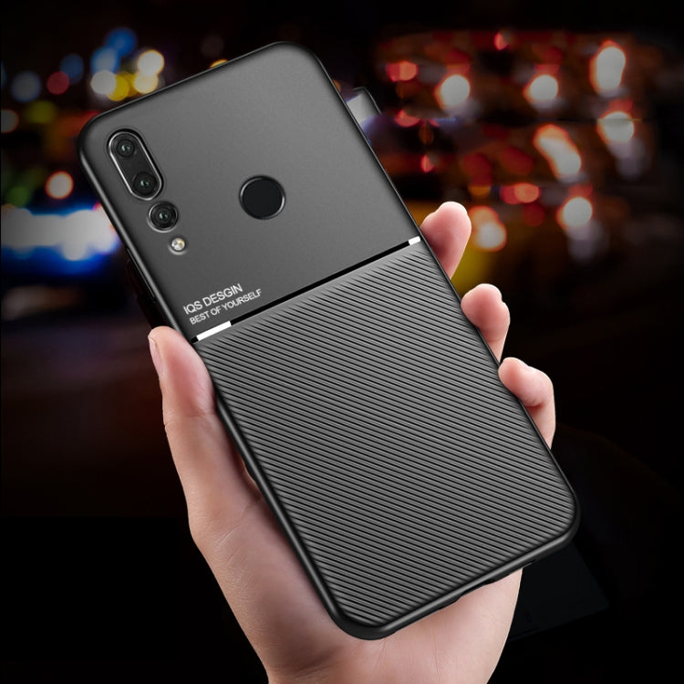 For Huawei Enjoy 9e Classic Tilt Strip Grain Magnetic Shockproof PC + TPU Case