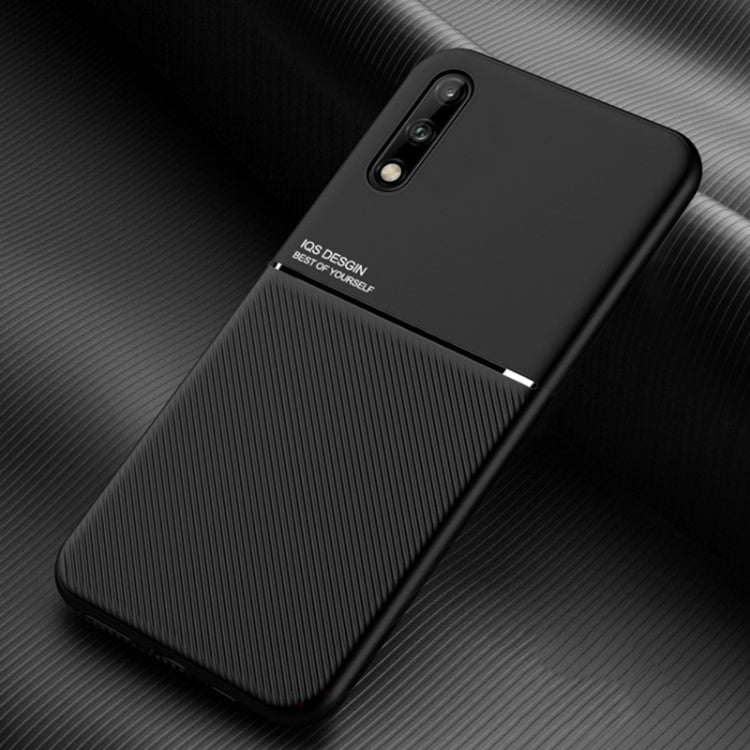 For Huawei Enjoy 10 Classic Tilt Strip Grain Magnetic Shockproof PC + TPU Case
