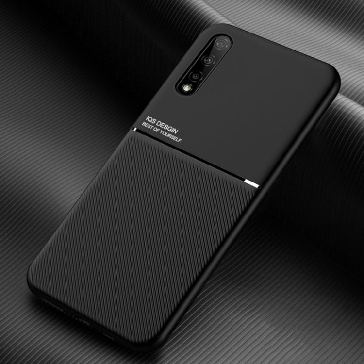 For Huawei Enjoy 10s Classic Tilt Strip Grain Magnetic Shockproof PC + TPU Case