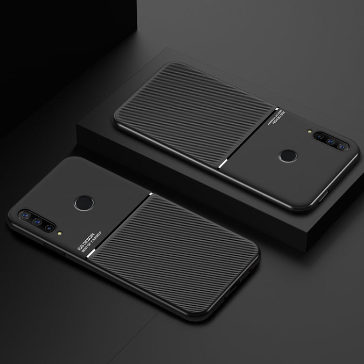 For Huawei Enjoy 10 Plus Classic Tilt Strip Grain Magnetic Shockproof PC + TPU Case