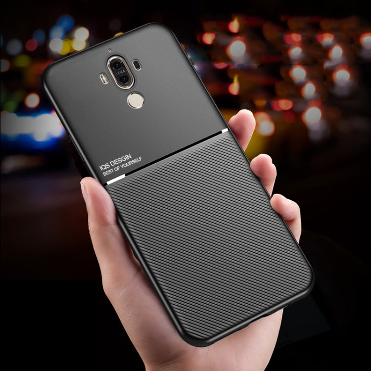 For Huawei Mate 9 Classic Tilt Strip Grain Magnetic Shockproof PC + TPU Case