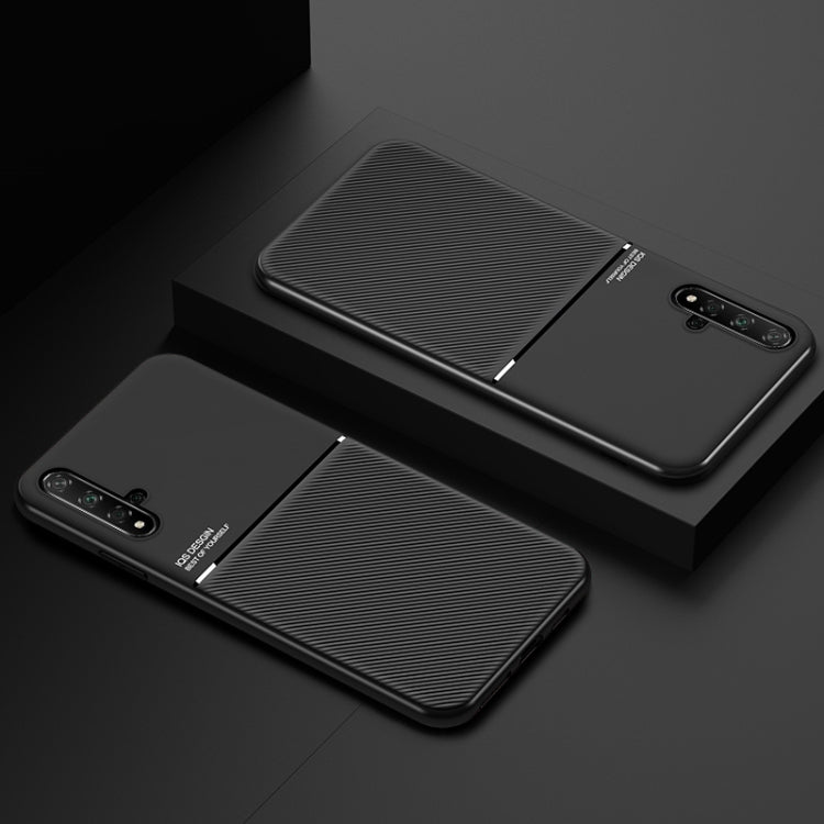 For Huawei Nova 5i Pro Classic Tilt Strip Grain Magnetic Shockproof PC + TPU Case