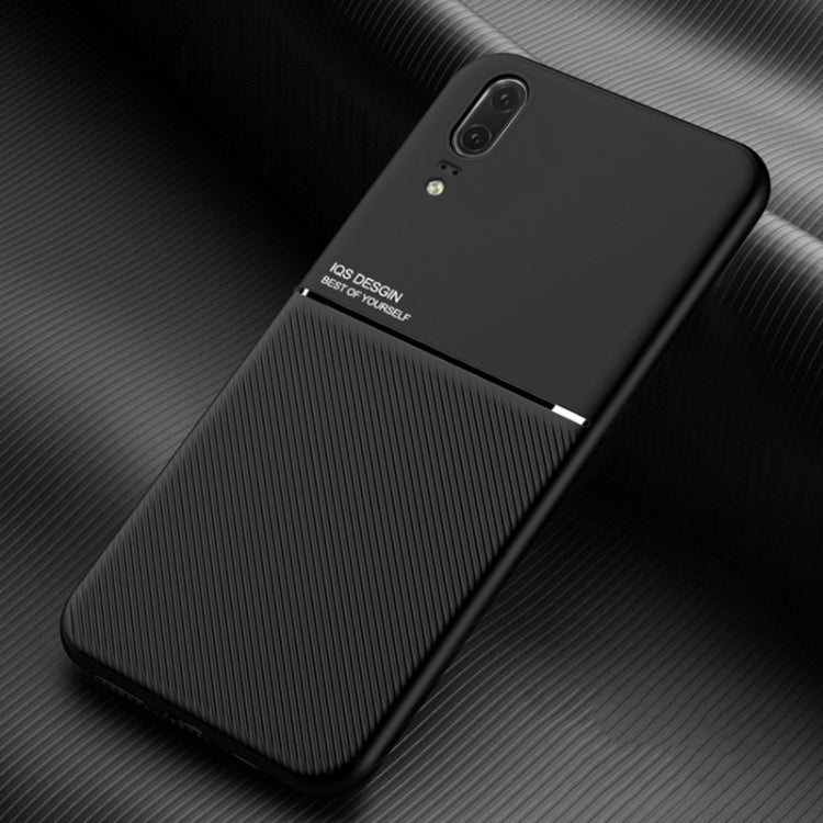 For Huawei P20 Classic Tilt Strip Grain Magnetic Shockproof PC + TPU Case