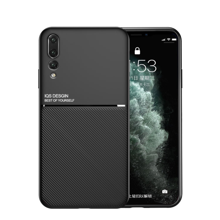 For Huawei P20 Classic Tilt Strip Grain Magnetic Shockproof PC + TPU Case