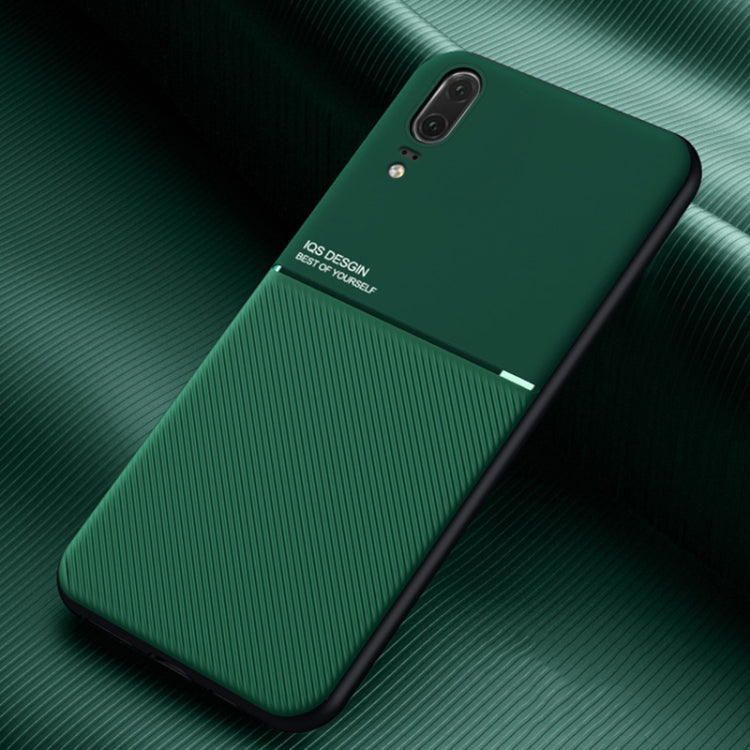 For Huawei P20 Classic Tilt Strip Grain Magnetic Shockproof PC + TPU Case