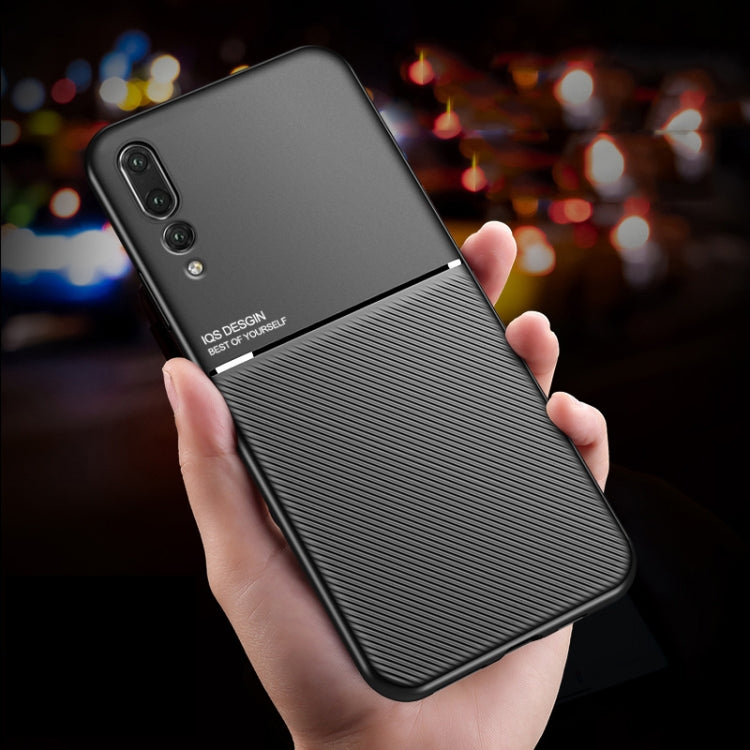 For Huawei P20 Pro Classic Tilt Strip Grain Magnetic Shockproof PC + TPU Case