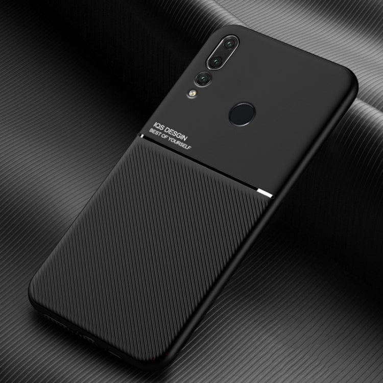 For Huawei P Smart+ 2019 Classic Tilt Strip Grain Magnetic Shockproof PC + TPU Case