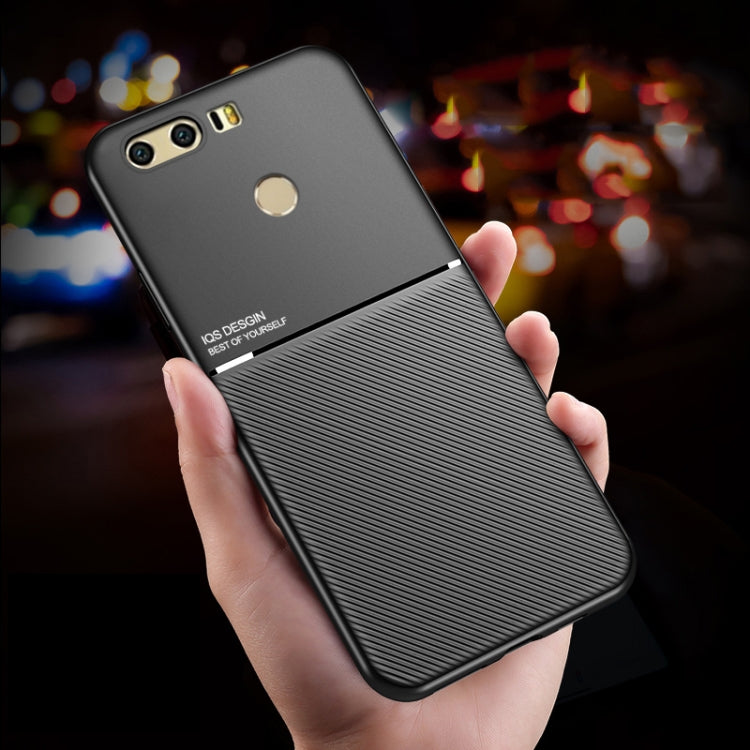 For Huawei Honor 8 Lite Classic Tilt Strip Grain Magnetic Shockproof PC + TPU Case