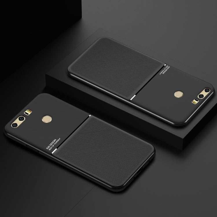 For Huawei Honor 8 Lite Classic Tilt Strip Grain Magnetic Shockproof PC + TPU Case