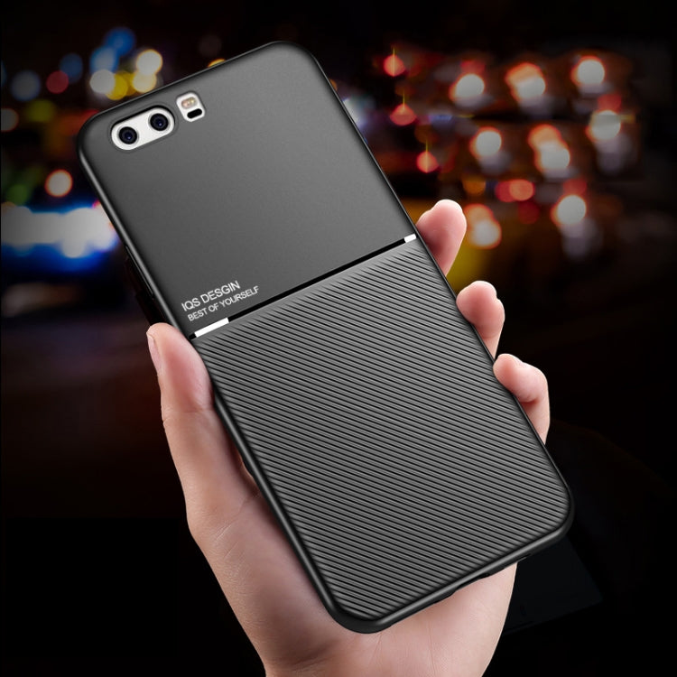 For Huawei Honor 9 Classic Tilt Strip Grain Magnetic Shockproof PC + TPU Case
