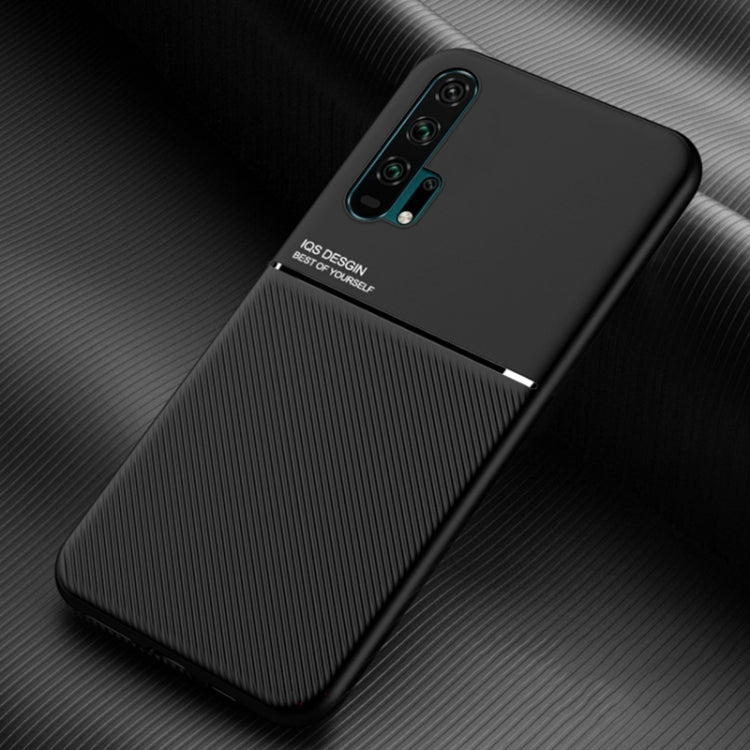 For Huawei Honor 20 Pro Classic Tilt Strip Grain Magnetic Shockproof PC + TPU Case