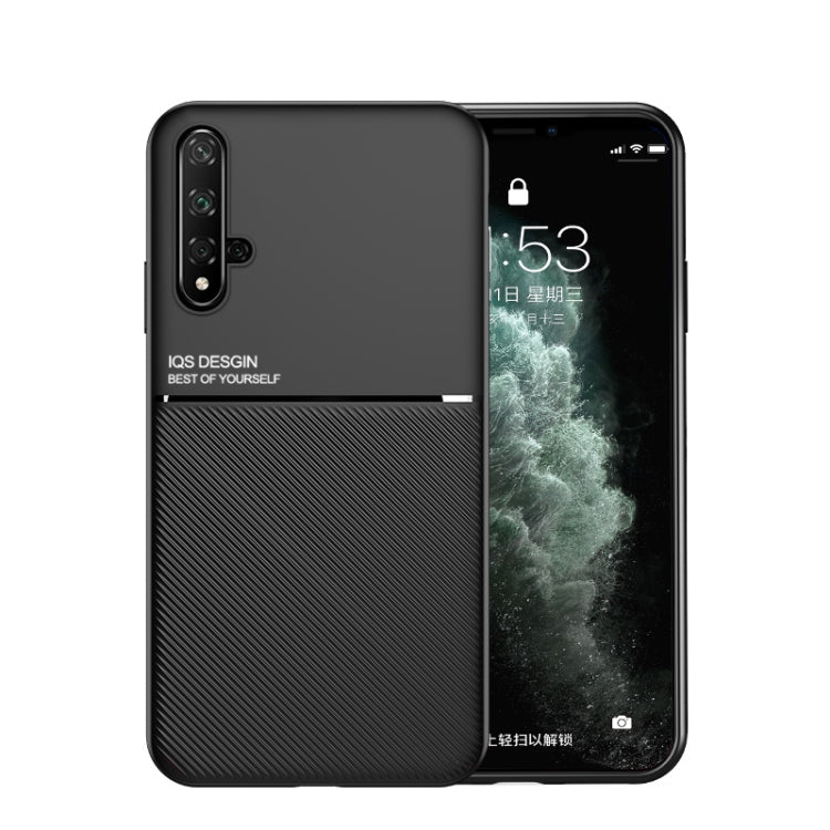 For Huawei Honor 20 Pro Classic Tilt Strip Grain Magnetic Shockproof PC + TPU Case