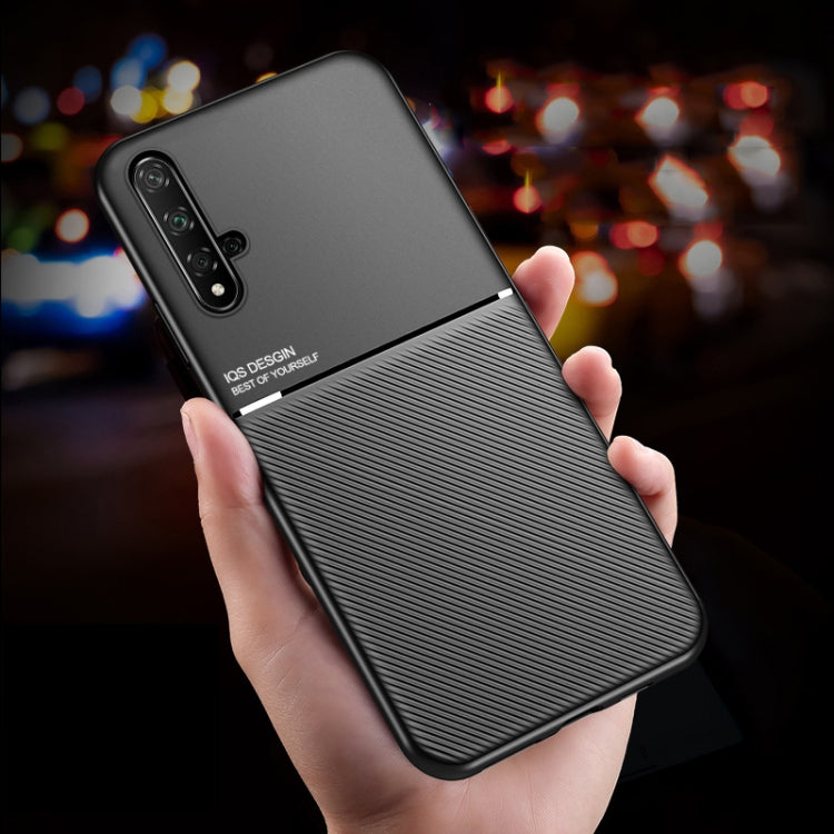 For Huawei Honor 20s Classic Tilt Strip Grain Magnetic Shockproof PC + TPU Case