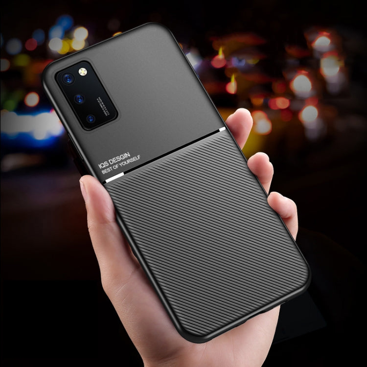 For Huawei Honor V30 Classic Tilt Strip Grain Magnetic Shockproof PC + TPU Case