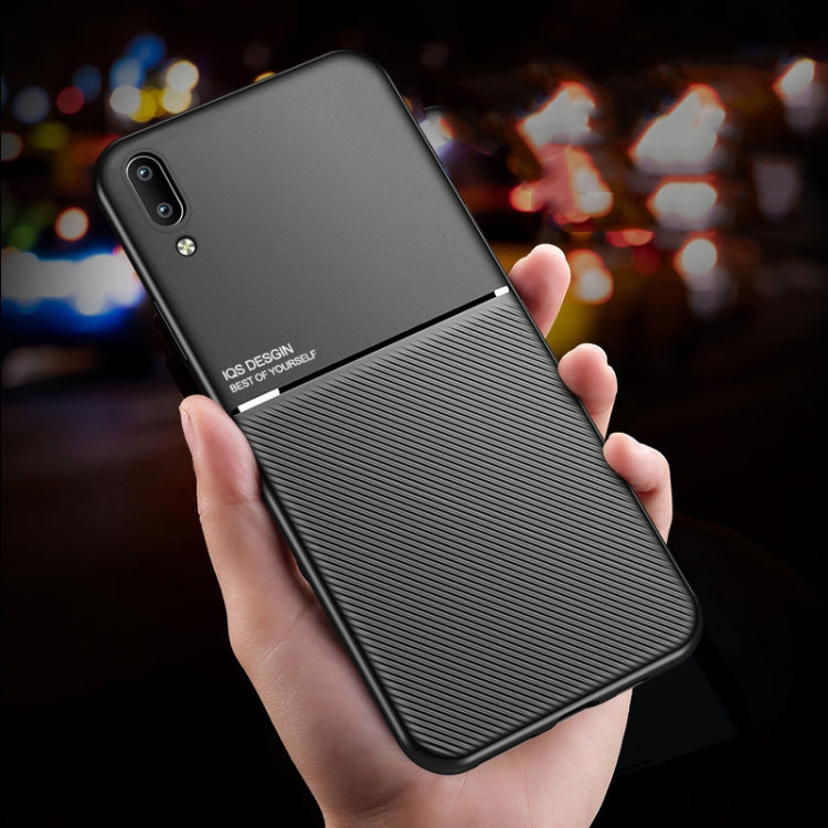 For vivo NEX (Screen Fingerprint) Classic Tilt Strip Grain Magnetic Shockproof PC + TPU Case